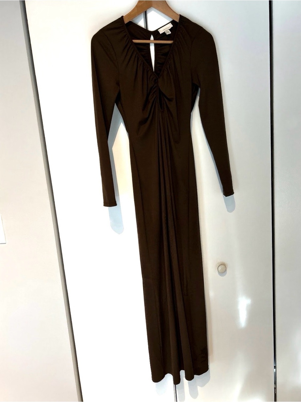 Topshop coffee maxi dress with front and back keyhole